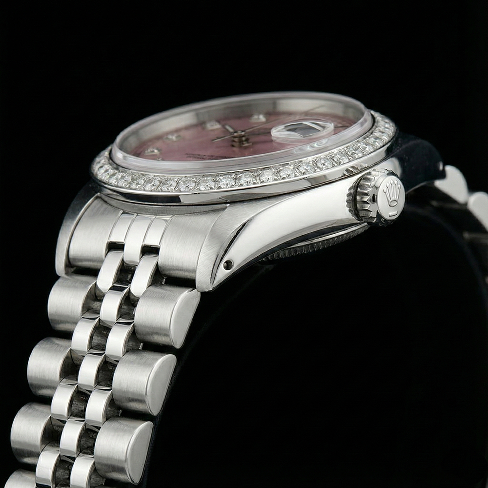 Midsize Rolex Ss Jubilee Bracelet Dj Watch Pink Diamond Dial Bezel