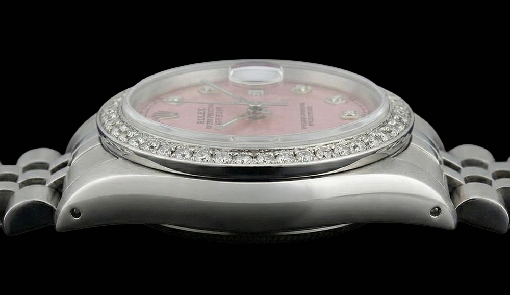 Midsize Rolex Ss Jubilee Bracelet Dj Watch Pink Diamond Dial Bezel