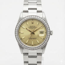 Midsize Rolex Stick Dial Ss Oyster Bracelet Natural Earth Mined Diamond Bezel Watch