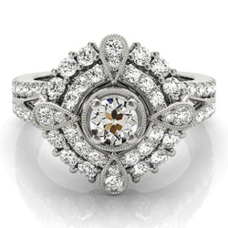 Miligrain Double Halo Ring Old Miner Genuine Diamond Star Style 5 Carats