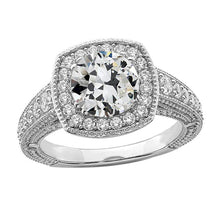 Milligrain Halo Anniversary Ring Old Mine Cut Real Diamond 4 Carats