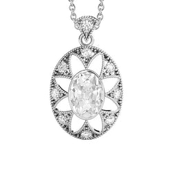 Bezel-Set Pendant Necklace – Fine Diamond 2 ct 14K White Gold