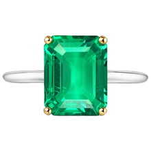 Natural Fine Emerald Gemstone Ring 4 ct 14K Two Tone Gold – side view