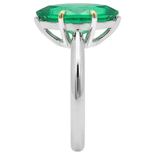 Fine Emerald Colored Stone Ring 3-ct 14K Two Tone Gold – back view