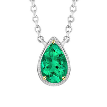Earth-Mined Colombian Emerald Precious Stone Pendant 1.50 ct Two-Tone 14K Gold – main view