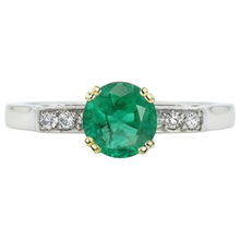Gemstone Ring 14K Two Tone Gold with Colombian Emerald – profile view