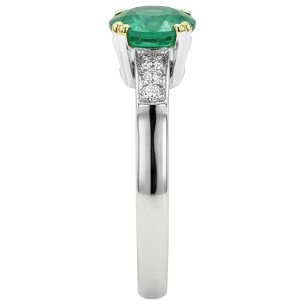 Exquisite Colombian Emerald Gemstone Ring 2 ct – top view
