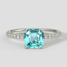 Modern Asscher Paraiba Tourmaline Ring