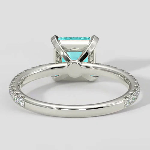 Modern Asscher Paraiba Tourmaline Ring