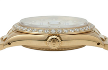 Mop Natural Earth Mined Diamond Dial Rolex Presidential Style Bezel Watch Yellow Gold Woman