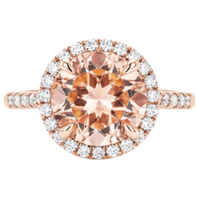 Morganite And Natural Earth Mined Diamonds Round Cut 11.50 Ct Ring Rose Gold 14K