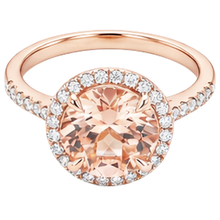 Morganite And Natural Earth Mined Diamonds Round Cut 11.50 Ct Ring Rose Gold 14K