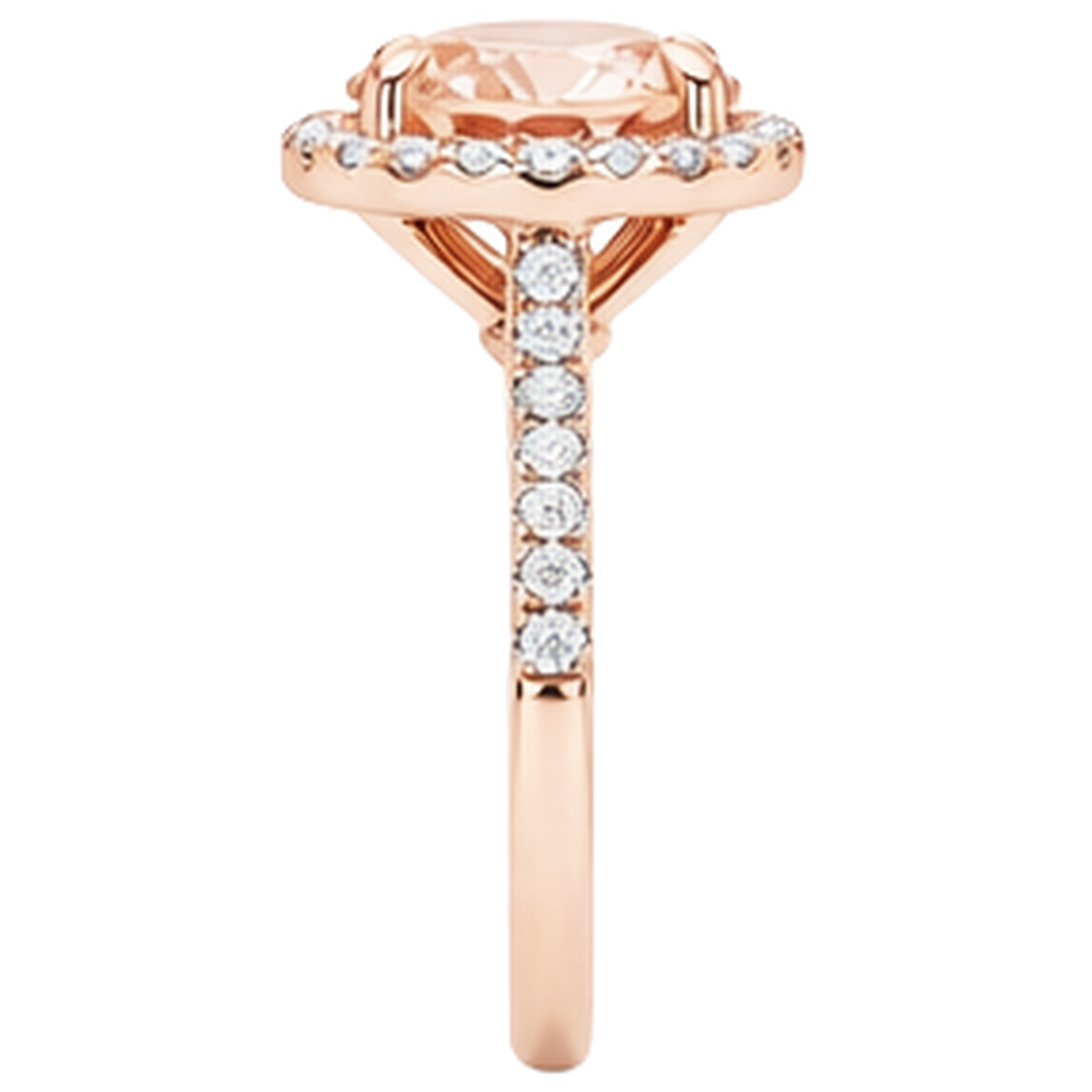 Morganite And Natural Earth Mined Diamonds Round Cut 11.50 Ct Ring Rose Gold 14K