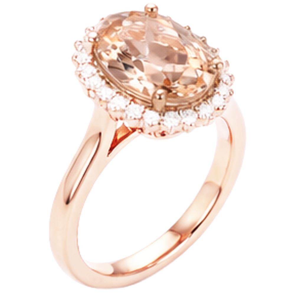 natural round morganite 11.75ct ring close up detail