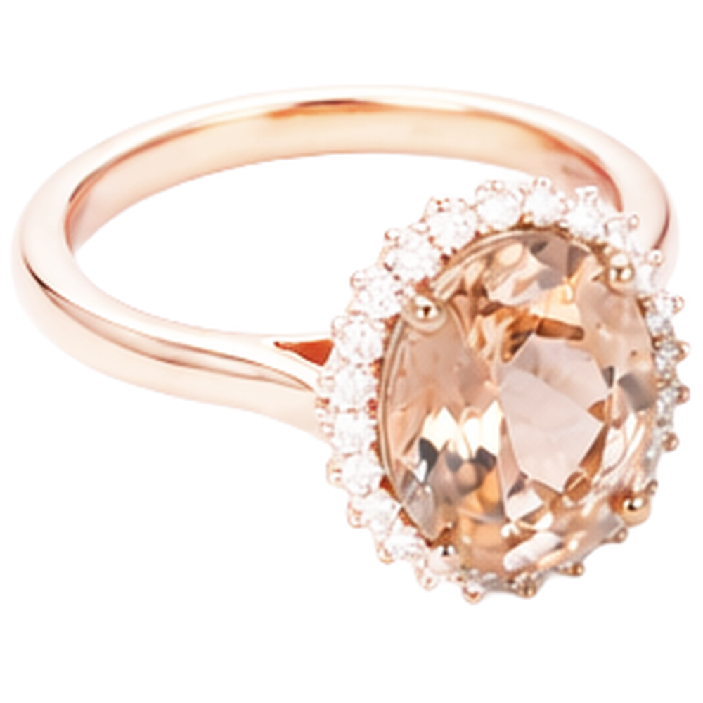 natural round morganite 11.75ct ring top view