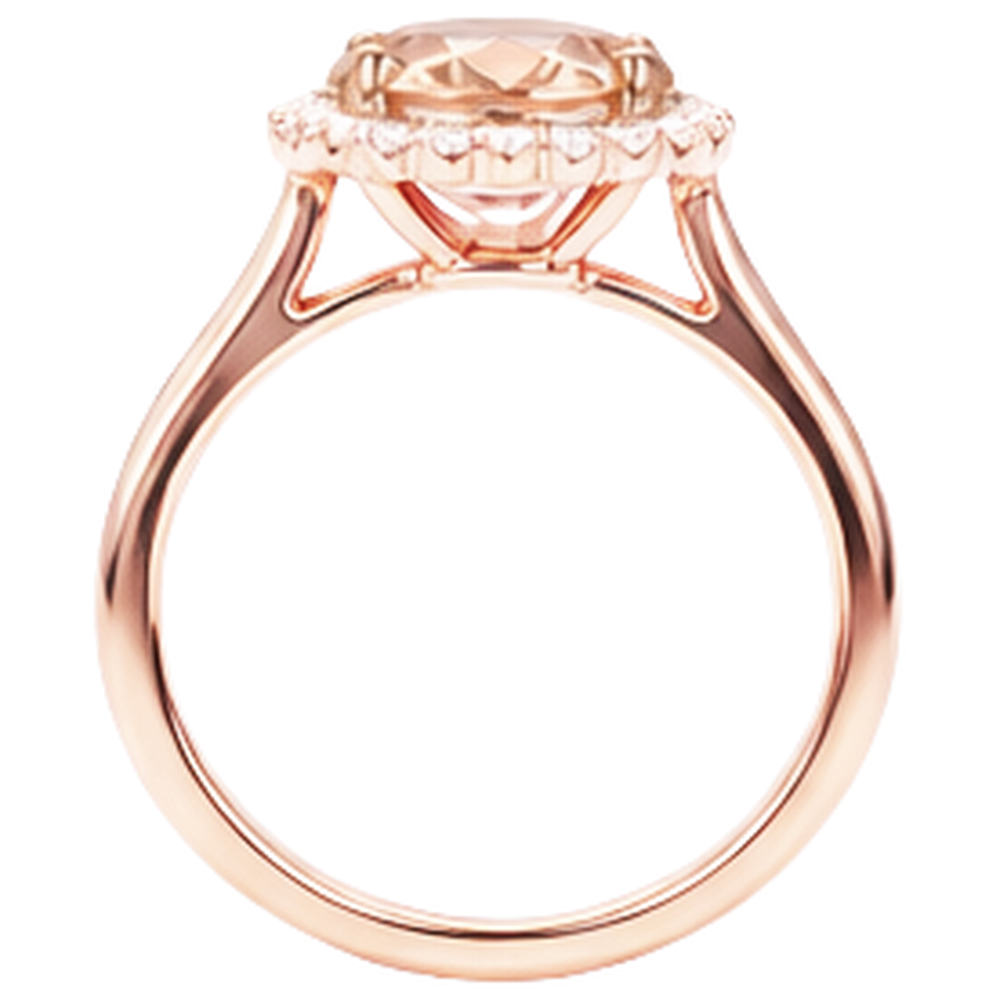 natural round morganite 11.75ct ring on white background