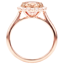 natural round morganite 11.75ct ring on white background