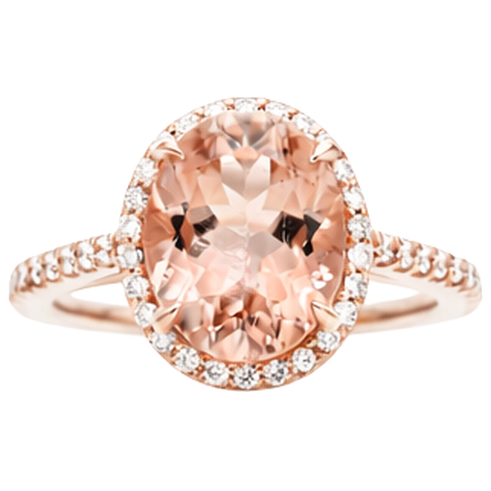 Morganite With Natural Earth Mined Diamonds 27.50 Carats Ring Rose Gold 14K