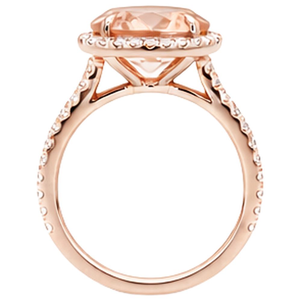Morganite With Natural Earth Mined Diamonds 27.50 Carats Ring Rose Gold 14K