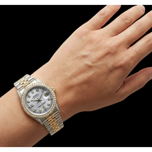 Mother Of Pearl Dial Rolex Dj Watch Custom Natural Earth Mined Diamond Bezel Ss & Gold