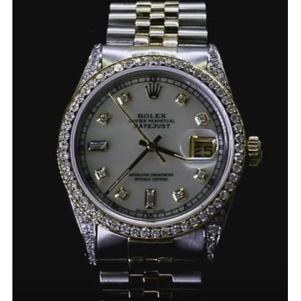 Rolex Dj Watch Custom Diamond Bezel Ss & Gold