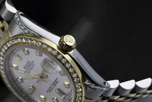 Mother Of Pearl Dial Rolex Dj Watch Custom Diamond Bezel Ss & Gold