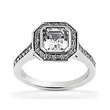 Natural 1 Carat Bezel Asscher Diamond Halo Ring