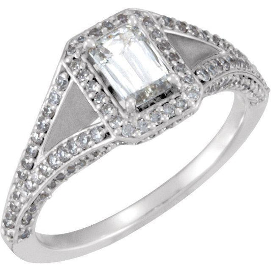 Natural 1 Carat Emerald Diamond White Gold Ring