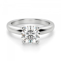 Natural 1 Carat Round Solitaire Diamond Engagement Ring White Gold 14K