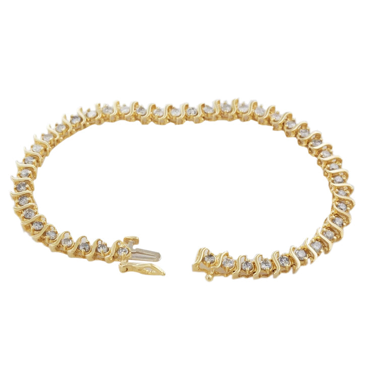 Natural 14K Yellow Gold Round 5 Carats Diamond Tennis Bracelet Jewelry