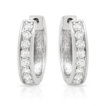 Natural 1.50 Carats Round Diamonds Women Hoop Earring White Gold 14K