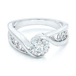 Natural 1.50 Ct Round Diamond Solitaire Engagement Ring White Gold 14K