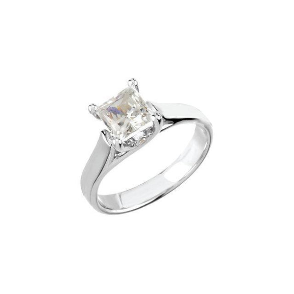 Natural 1.55 Carat Prong Setting Princess Diamond Solitaire Ring