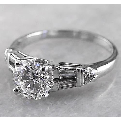 Natural 2 Carats Round Diamond Engagement Ring White Gold 14K