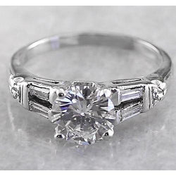 2 Carats Round Natural Earth Mined Diamond Engagement Ring White Gold 14K