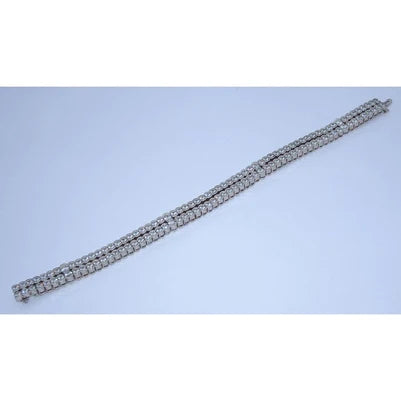 Natural 26 Carat 2 Row Diamond Tennis Bracelet