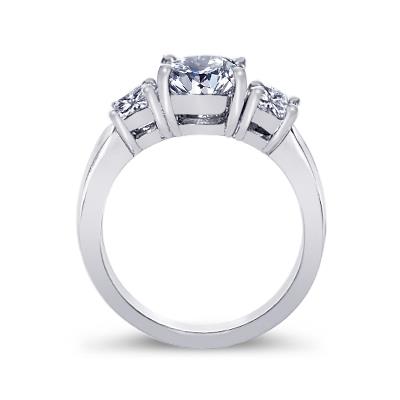 Natural 2.11 Ct. Three Stone Style Round & Princess Diamond Engagement Ring