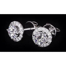 Natural 2.32 Carats Diamond Halo Studs Earrings