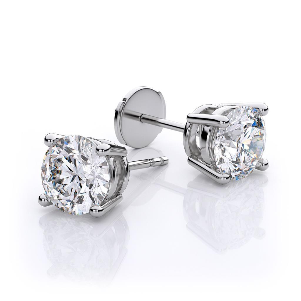 Natural 3 Carat Diamond Studs Earrings White Gold 14K