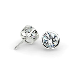 Natural 3 Carats Diamonds Lady Stud Earrings 14K White Gold