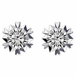 Natural 3 Carats Diamonds Studs Earrings New White Gold 14K