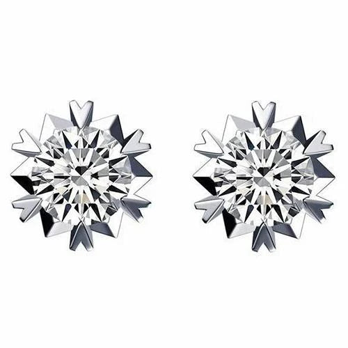 Natural 3 Carats Diamonds Studs Earrings New White Gold 14K