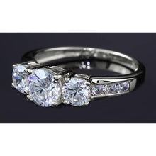 Natural 3 Carats Three Stone Engagement Ring Round Basket Prong Setting