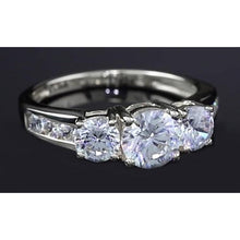 Natural 3 Carats Three Stone Engagement Ring Round Basket Prong Setting