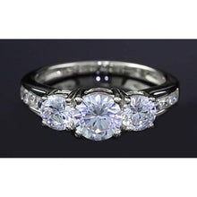 Natural 3 Carats Three Stone Engagement Ring Round Basket Prong Setting