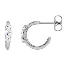 Natural 3 Stone Diamond Open Hoop Earrings 6 Carats Old Cut Gold Jewelry