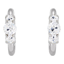 Natural 3 Stone Diamond Open Hoop Earrings 6 Carats Old Cut Gold Jewelry