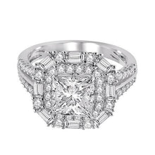 Natural 3.25 Carat Princess Baguette Center Diamond Engagement Ring