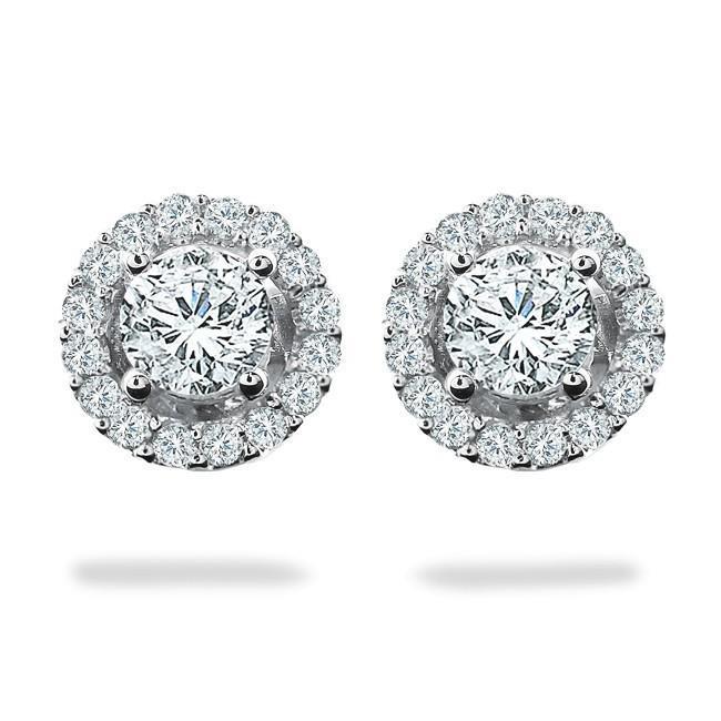 Natural 3.60 Carats Round Halo Diamond Stud Earring White Gold Jewelry