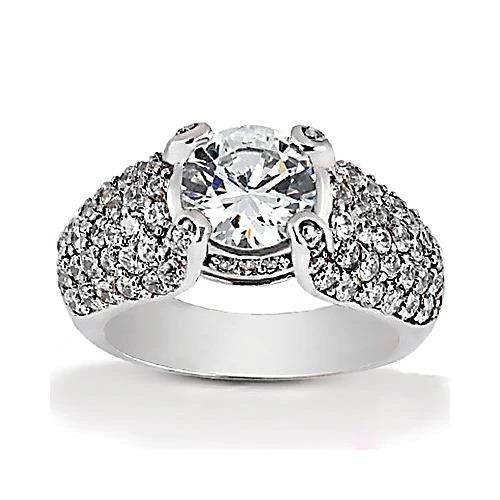 Natural 4 Carats Diamond White Gold 14K Engagement Ring